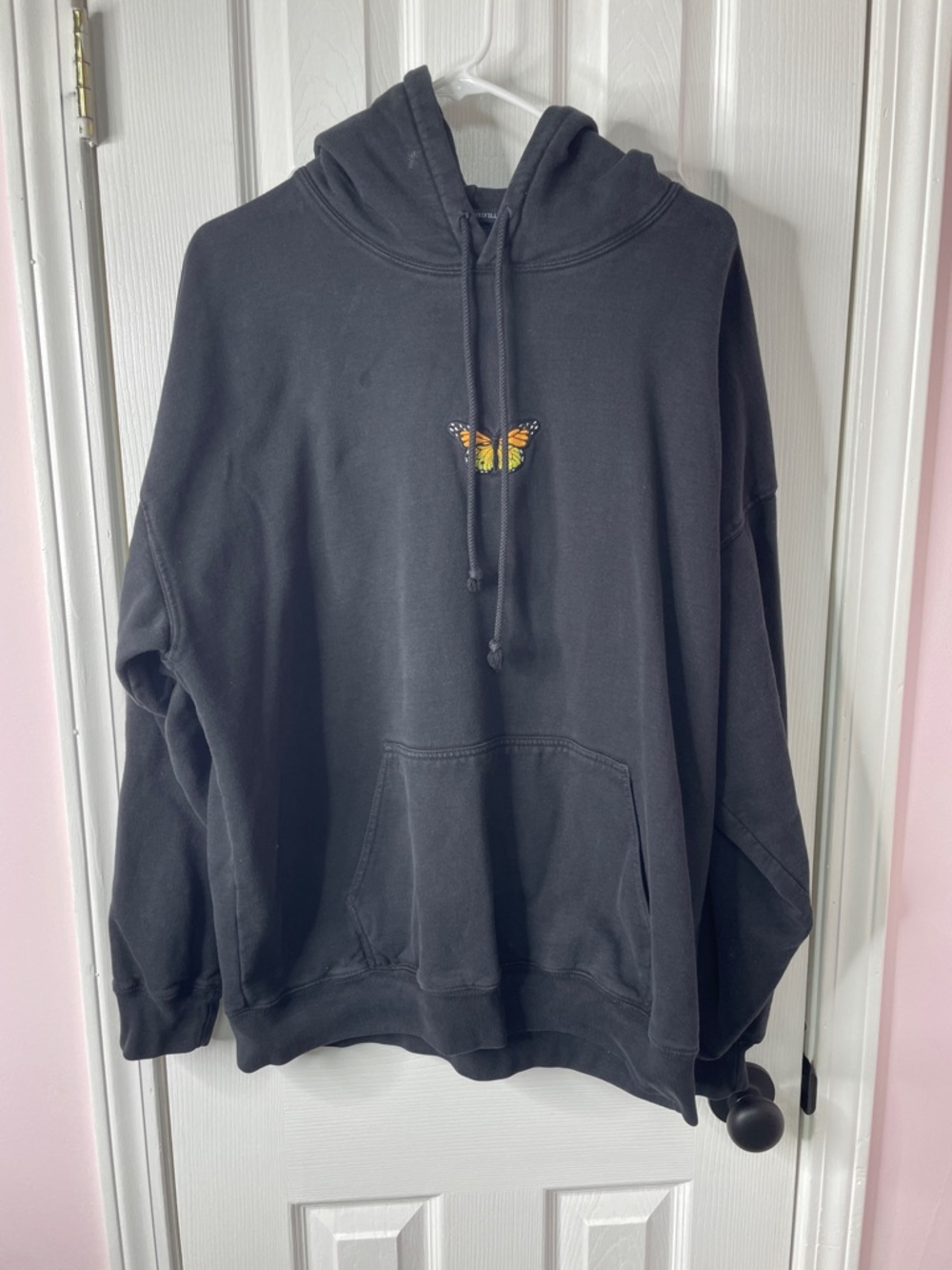 Embroidered Monarch Butterfly Oversized Hoodie Size XL